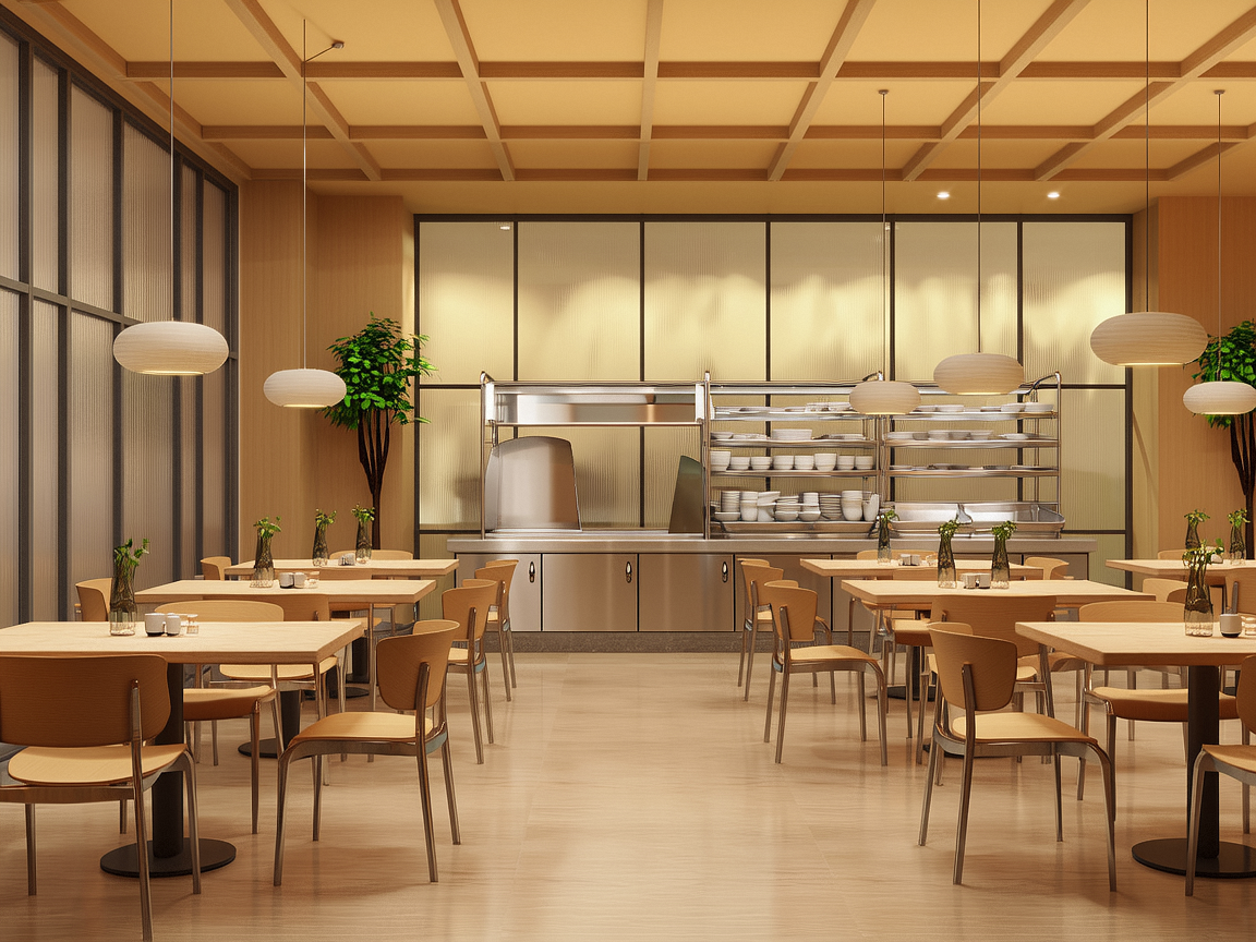 食堂裝修設(shè)計效果圖